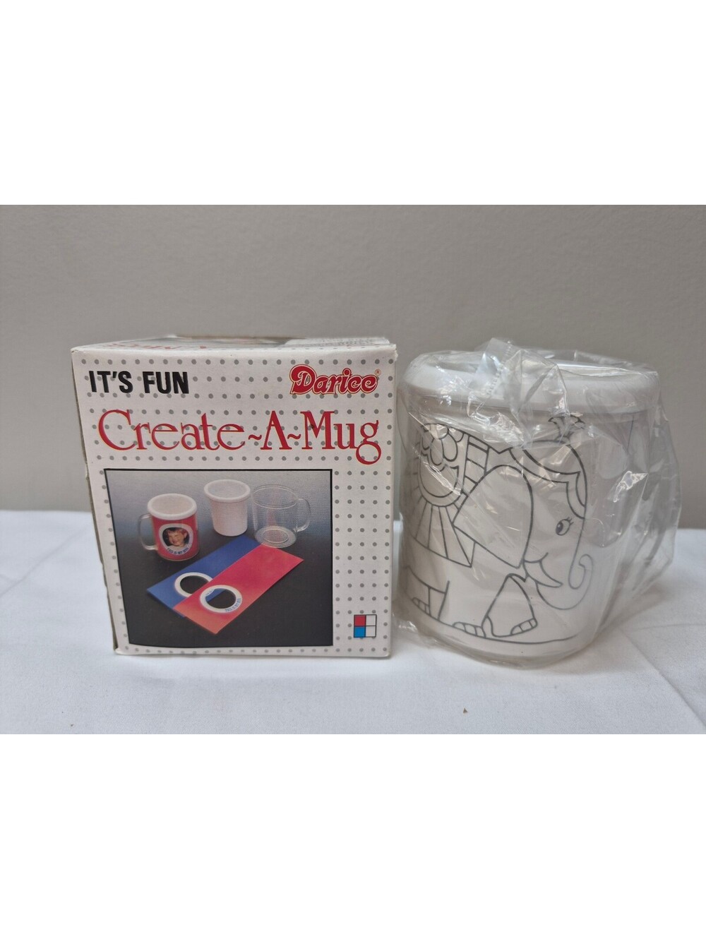 2 Darice Create-A-Mug Kids Craft Kit with Animal and Alphabet Design Mugs J73